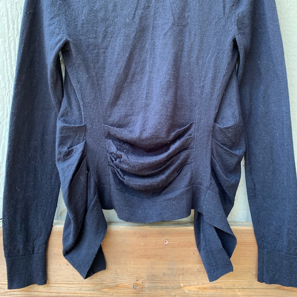 Elie Tahari 100% extra fine merino wool high low lightweight open wool cardigan - Picture 9 of 11